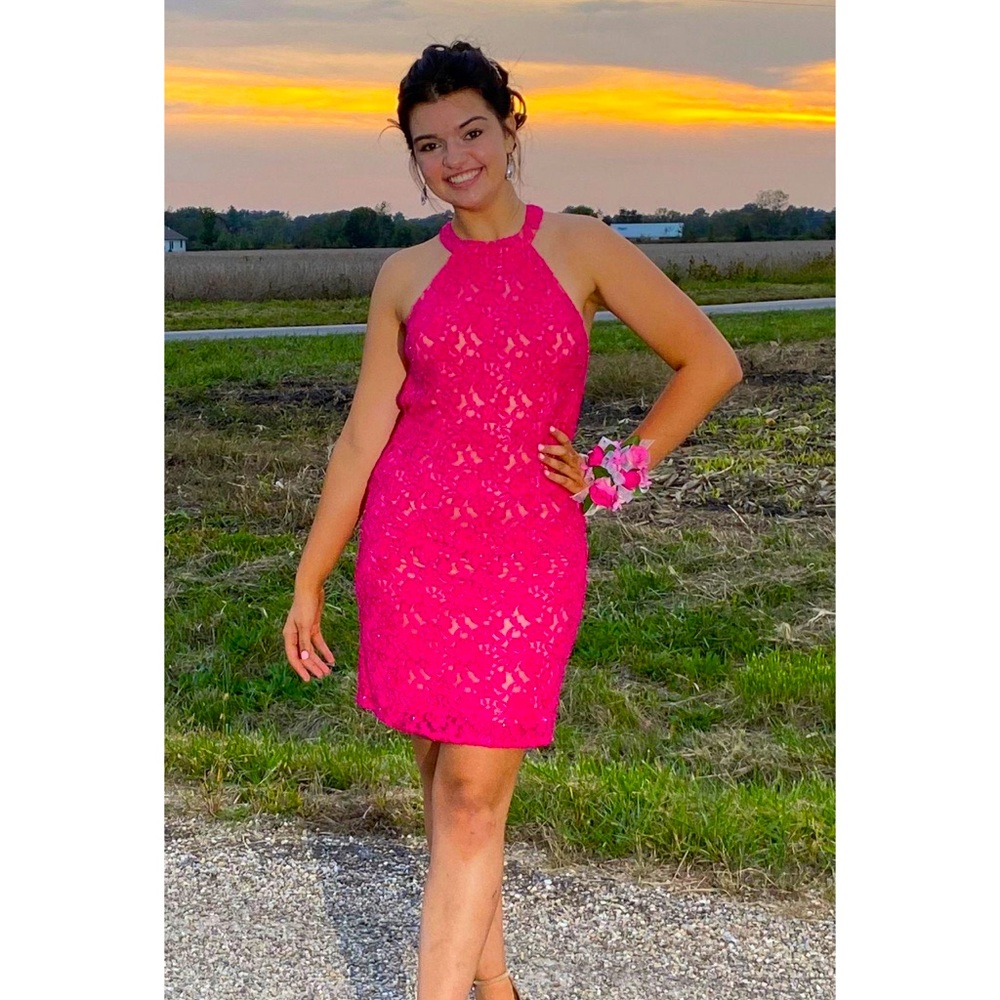 Ashley Lauren hot pink homecoming dress